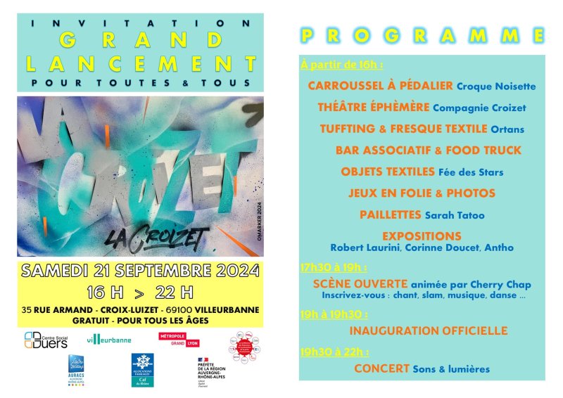 Grand lancement festif, culturel et artistique de La Croizet !