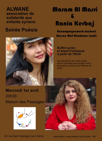 Soirée avec les poétesses syriennes Maram Al Masri et Rania Kerbaj