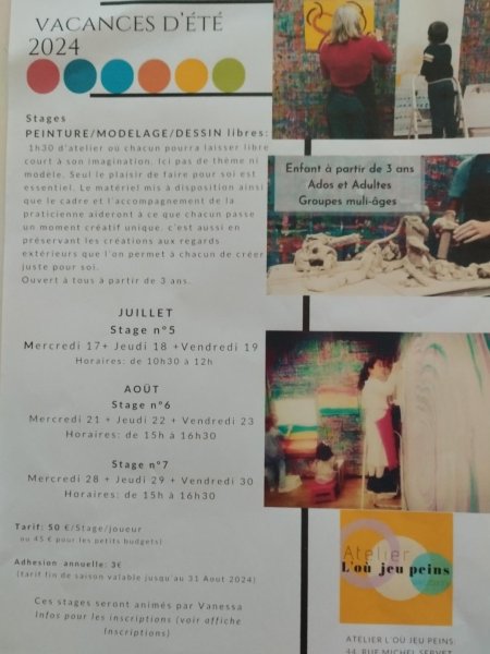 Stage de peinture libre et modelage de l'argile