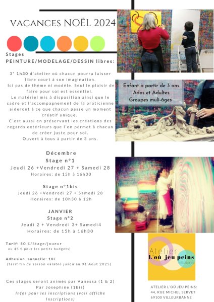 Stage de peinture modelage dessin