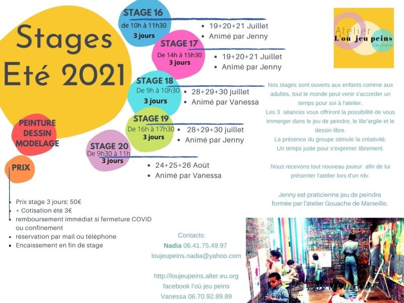 Stage Jeu de Peindre + Modelage