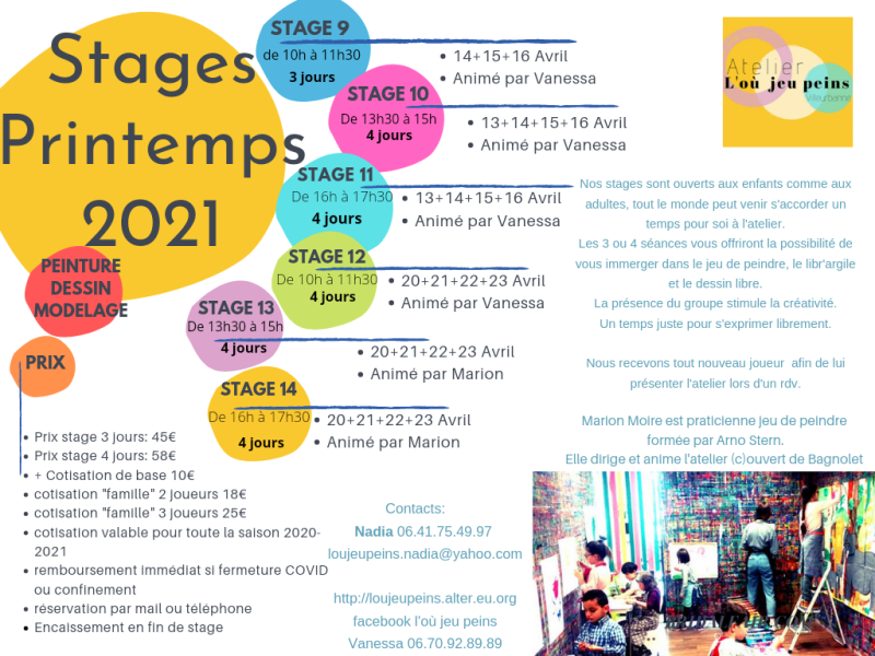 Stage Jeu de Peindre + Modelage ANNULE