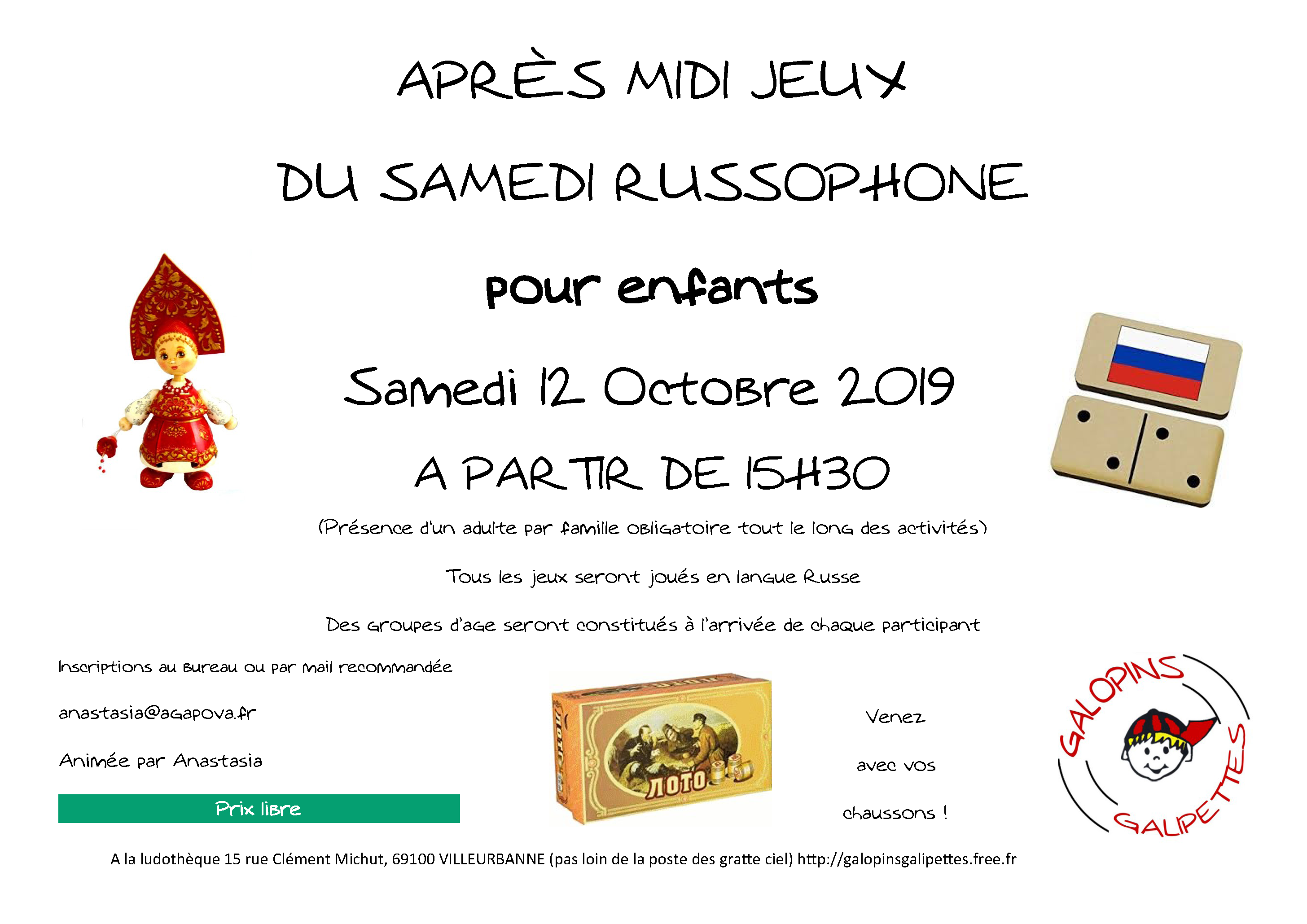 RUSSE - Après midi jeux en RUSSE pour enfants - 2EME SAMEDI DU MOIS