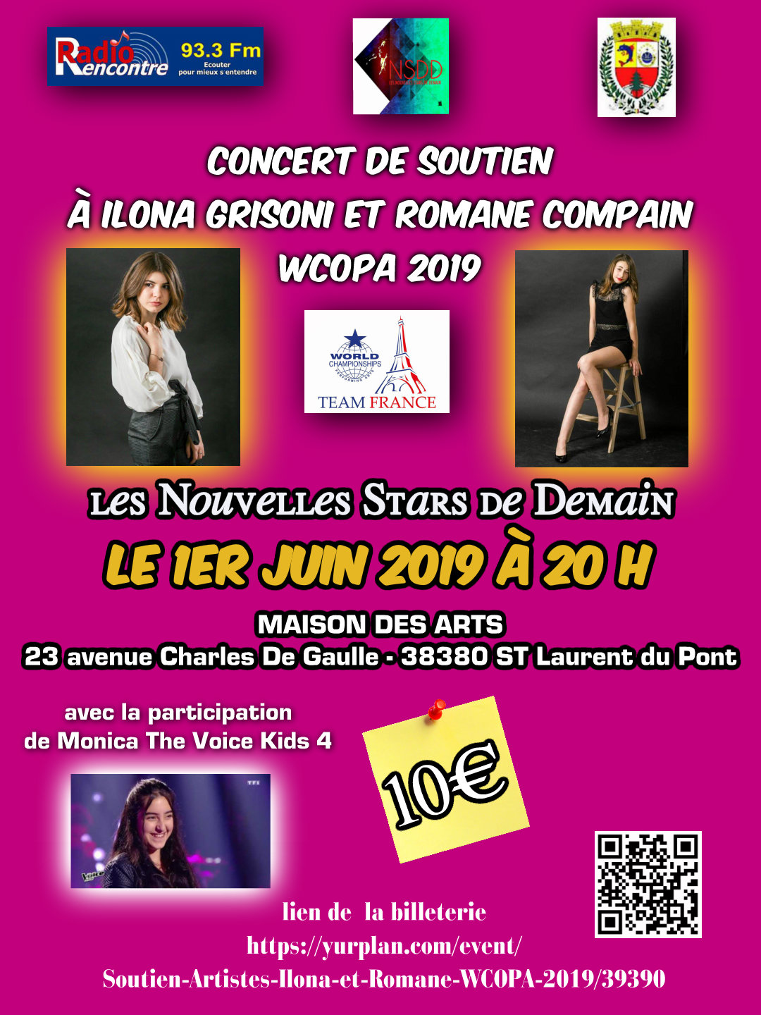 CONCERT DE SOUTIEN Ilona GRISONI et Romane COMPAIN WCOPA 2019