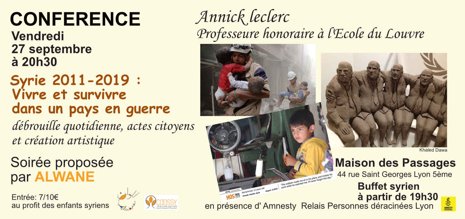 Conférence Annick Leclerc, Syrie 2011-2019 Vivre et survivre dans un pays en guerre